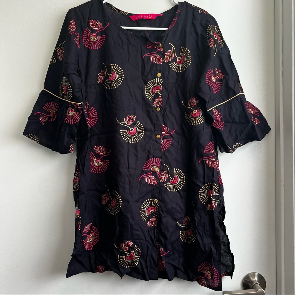 New pink and black kurta